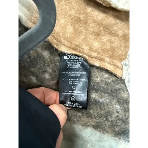 Blank NYC Vest Women’s Large Faux Shearling Colorblock Button Front CozyWoolLook - Picture 5 of 7